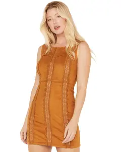 Shyanne Women's Faux Suede Crochet Mini Dress - Swho22d99-Crml