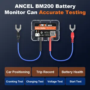 ANCEL BM200 12V Car Battery Tester, Bluetooth 4.2 Auto Battery Monitor for Lithium & Lead-Acid Batteries with Cranking & Charging Test, Alarm, Voltage History Voltmeter for Car/RV/Motorcycle/Truck/Boat