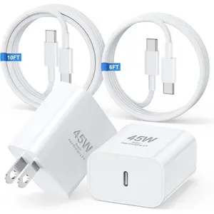45W Super Fast Charger for iPhone 17 16 15 Charger Fast Charging 2Pack, 6+10ft USBC to USBC Cable Cord& Type C Block for iPhone 17 16 15(Pro/Pro Max/Plus/17 Air/16e),iPad mini,Samsung Galaxy S25 S24