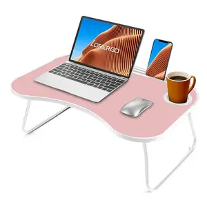 Lap Desk for Laptop Bed Trays for Eating and Laptops Breakfast in Bed Laptop Stand TV Trays for Bed with Cup Holder/Drawer for Sofa/Couch Portable Foldable (Pink, 23×16")
