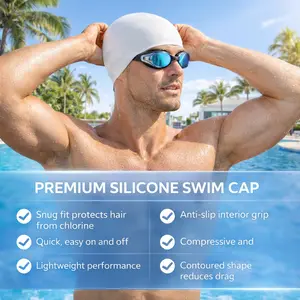 Silicone Swim Cap for Adults, Swim Cap for Women Men,Soft Stretchy Swimming Cap with Anti-Slip Interior Grip,Easy On and Off,Durable Pool Cap for Lap Swimming, Training,Beach