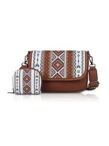 Boho Style Ethnic Pattern Crossbody Bag & Coin Purse, Vintage Style Shoulder Bag & Card Holder, Casual Trendy Versatile High-quality Daily Commuting Bag Set, Crossbody Purses