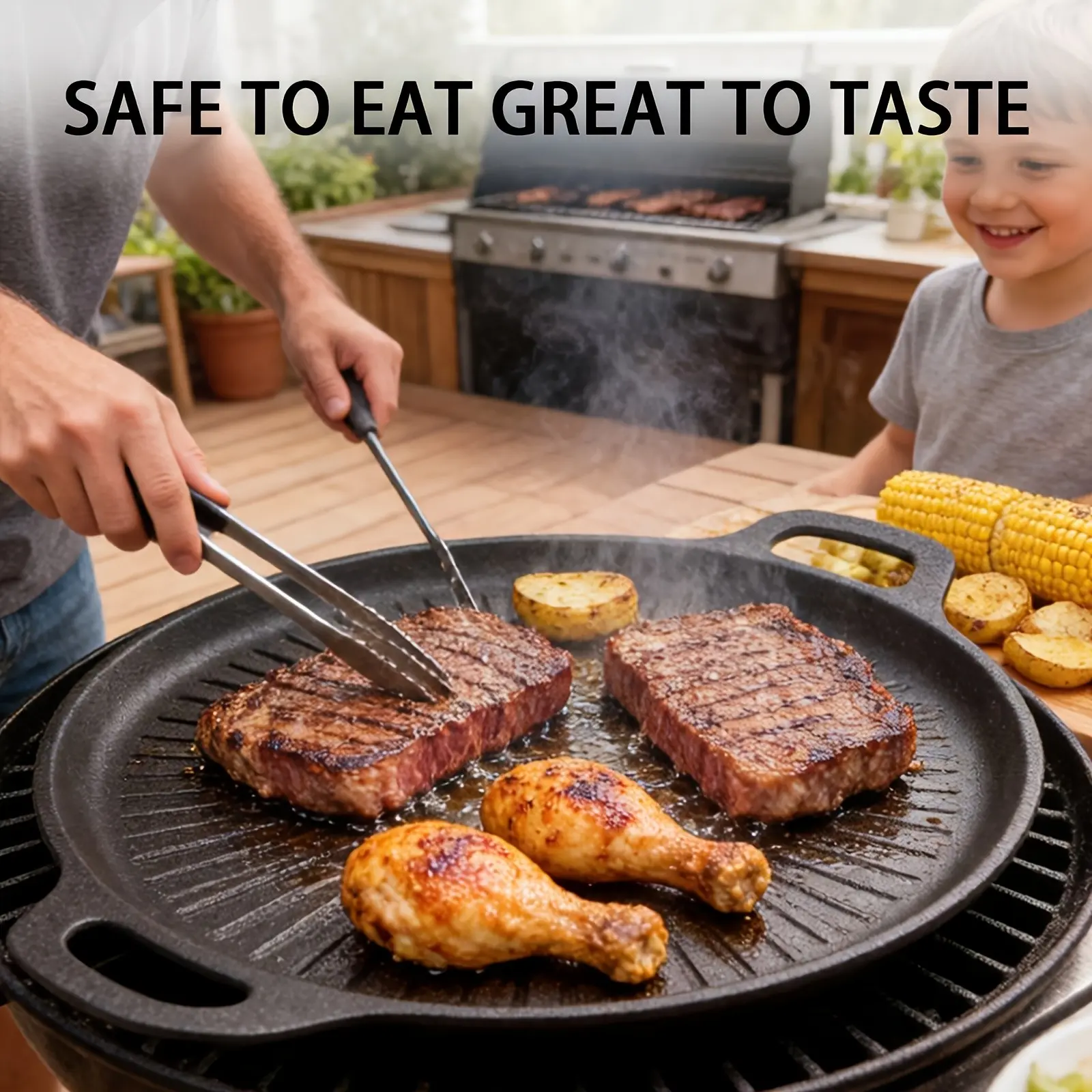 Non-Stick BBQ Grill Pan, Korean Style Griddle, Easy Clean, Multi-Functional, Ideal for Outdoor Cooking, Family Gatherings, Restaurants, Barbecue, Outdoor Cooking Equipment