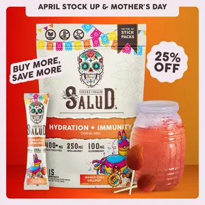 Salud 2-in-1 [Hydration + Immunity] Electrolytes, Immune Support, Dairy & Soy Free - 400mg Electrolytes, 250mg Wellmune, 100mg Elderberry - Healthcare, Vitamin (15 Servings)