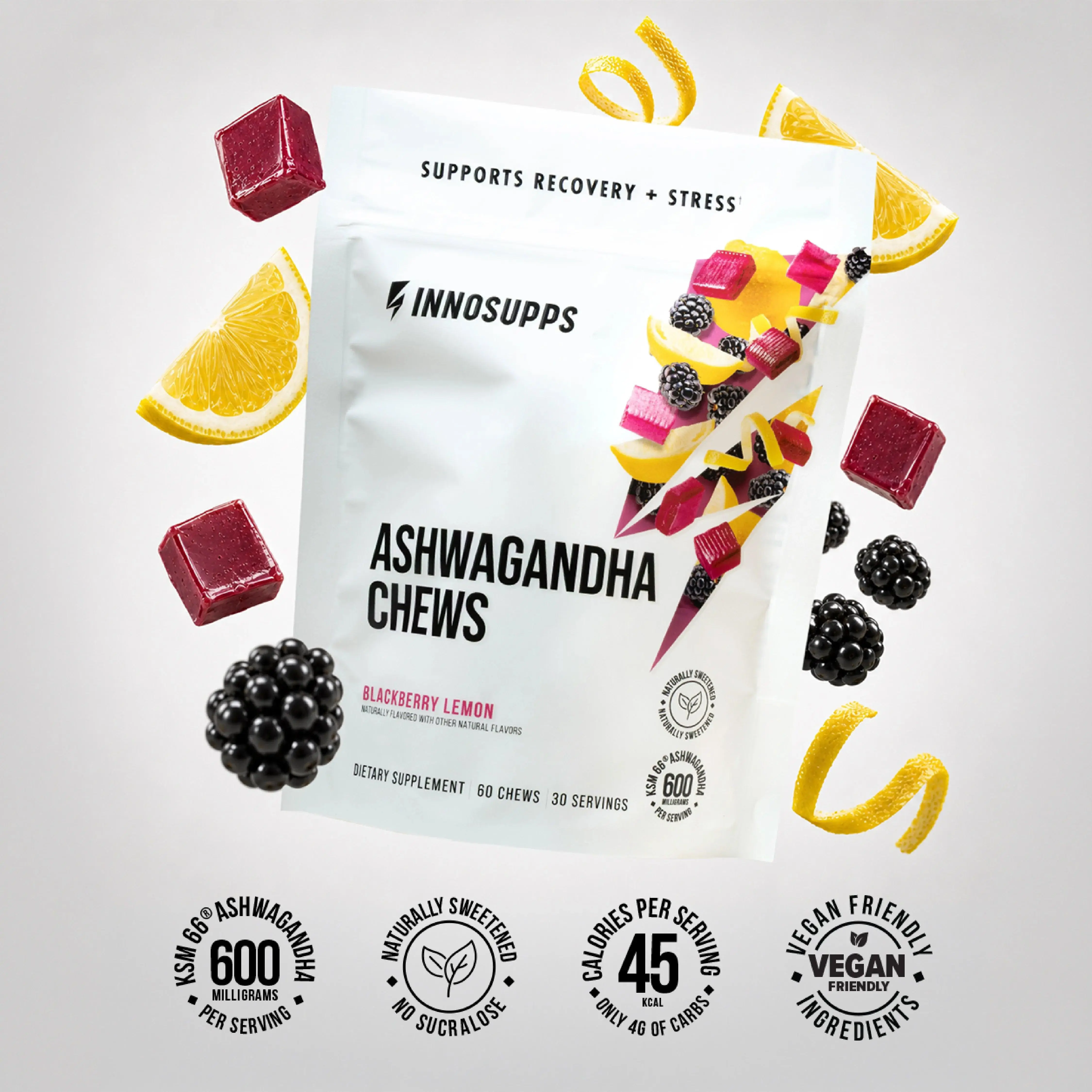 Inno Supps Ashwagandha Chewables - 600mg Clinical Dose Dietary Supplement for Stress Relief