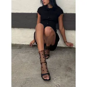 Jaymie Sheer Socks Black Polka