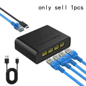 Mini Gigabit Ethernet Switch, 4-Port High-Speed Smart Network HUB, 1000mbps Rj45 Internet Injector, Ideal for Home & Office Use