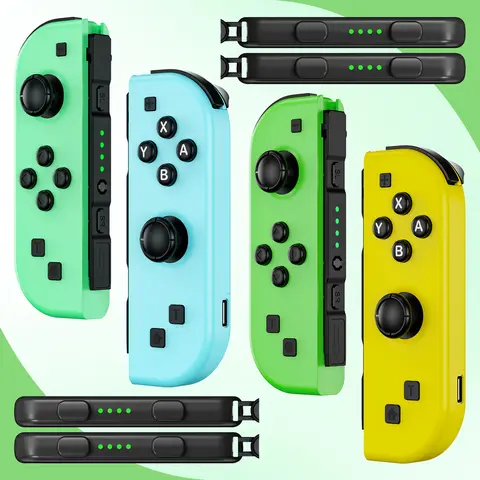 Upgraded Dual Gaming Controllers for Nintendo Switch - Console Accessory, 1 Left Controller, Ergonomic Design, Dual Motors, Vibration Motion Bluetooth, 10H Vibration Battery Life, Portable, Easy Pairing (Green/Yellow)