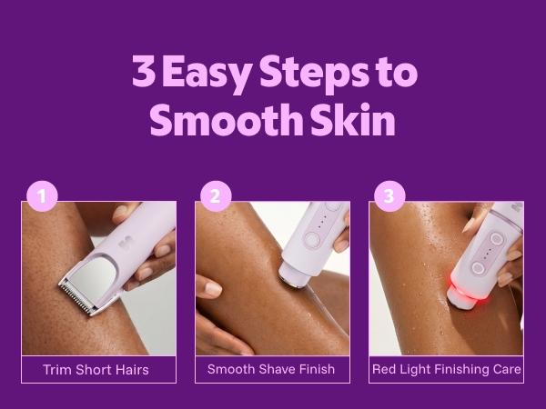LADYSPOT  Women Shaver -180° Rotatable Flexible Ergonomic Head with Built-in Light & Mirror, 2-in-1 Trim & Shave IPX7 Waterproof Wet Dry Lady Trimmer for Leg Underarm Bikini Line,dorm essentials, Dry Shaving Solutions