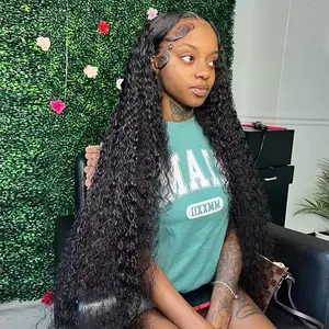 Bling Hair 180 Density 34 36 Inch 13x4 Hd Transparent Lace Front Wigs Deep Wave 13x6 Lace Frontal Wig Kinky Curly Human Hair Pre Plucked Lace Wigs For Black Women