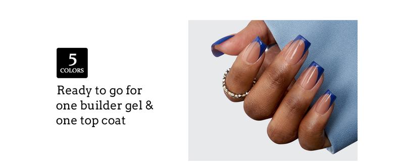 BTArtboxnails XCOATTIPS French Tip Press On Nails - Blue Short Square Fake Nail Tips, 160Pcs Soak Off Soft Gel Acrylic Nail Extension in 16 Sizes