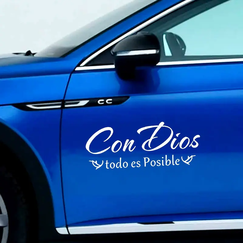 2Pcs Multi-Color Spanish Religious Vinyl Sticker "Con Dios Todo Es Posible" Faith Decal for Car Motorcycle Laptop Smooth Surfaces dios stickers