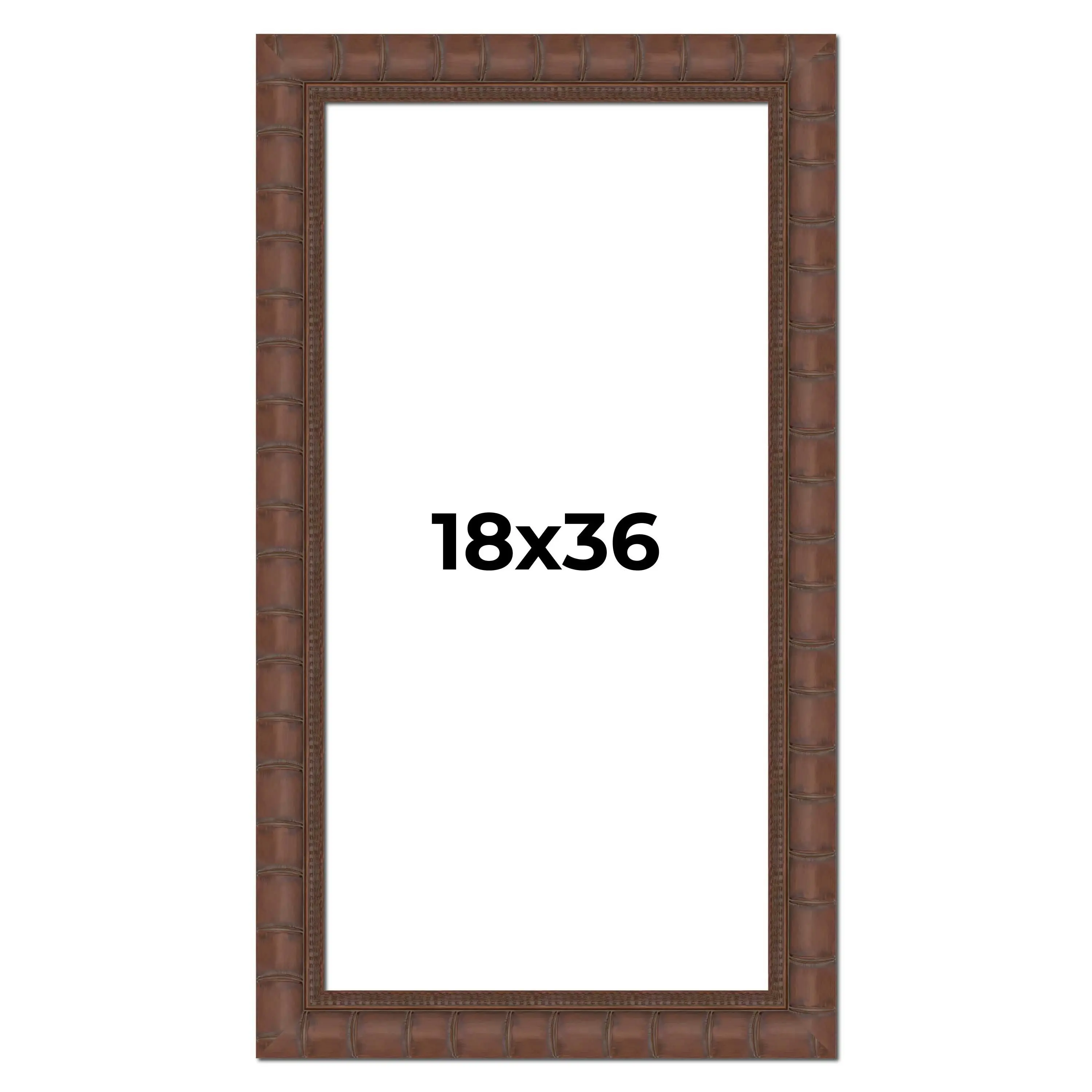 18x36 Brown Wide Bamboo Picture Frame - UV Acrylic, Foam Board Backing, Hanging Hardware