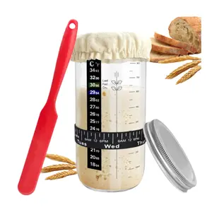 Artisan Sourdough Starter Kit - Glass Starter Jar, Scraper - DIY Bread Baking Gift for Home Chefs and Bakers
