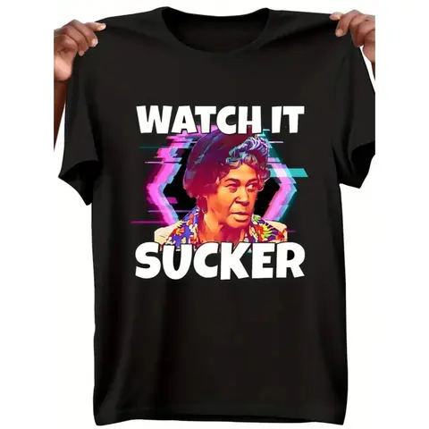 Women's Original 'Watch It Sucka' Graphic Cotton Crewneck T-Shirt - Short-Sleeve, Breathable, Slim-Fitting, Durable Stitching, All-Seasons Casual Streetwear Clothes for Women