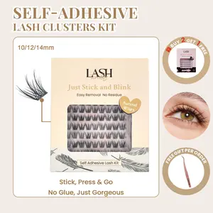 Lashterally Natural Wispy Self-adhesive Lash Clusters Kit Glue Free Eyelashes Easy Removal 10mm/12mm/14mm 90 Clusters Makeup Cosmetic Flawless