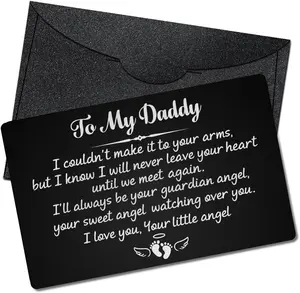 To My Dad I Love You Your Little Angel Wallet Card, Engraved Black Metal Wallet Insert Card, Loss of a Child Sympathy Gift, Bereavement Miscarriage Sympathy Gift for Father Dad Brother