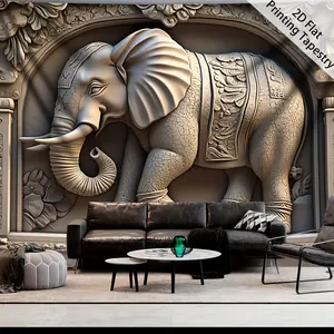 Oversized Retro Elephant Arch Tapestry with HD Digital Print, Polyester Material Home Decoration, Includes Hanging Clips