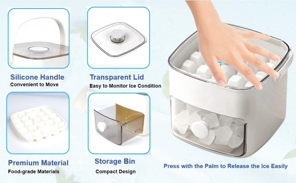 Reusable Ice Cube Tray Set with Lid & Storage Bin for Freezer, Ice Maker Mold with Ice Tongs, Leakproof Ice Container for Whiskey, Cocktail, Coffee, Beer Drinks, Practical Kitchen & Bar Utensil Gadgets