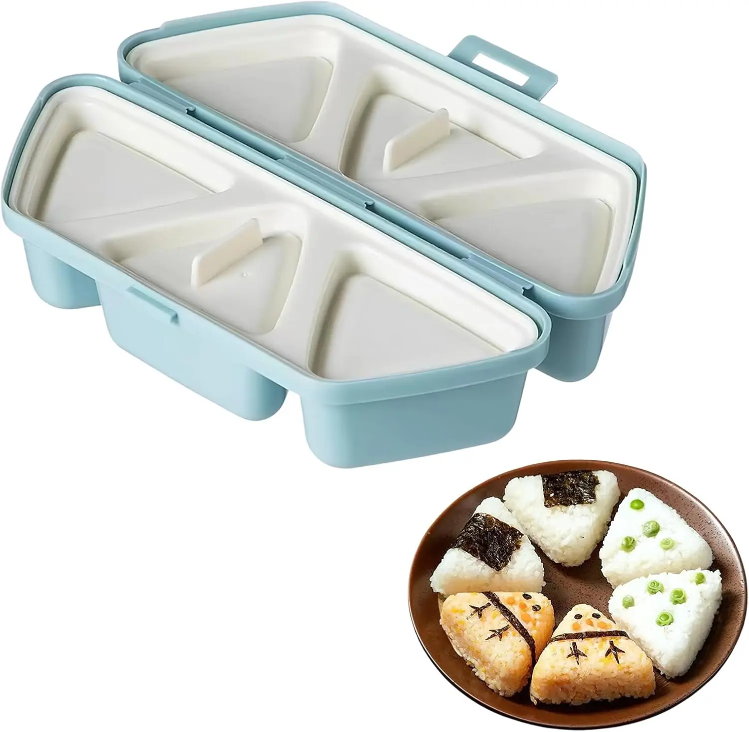 NO BRANDE 6-in-1 Triangle Sushi Onigiri & Ice Ball Mold, Food-Grade BPA-Free Compact Foldable Mold Specialty Kitchen Utensil for Quick 6-Piece Sushi Making & Storing, Mold Specialty Kitchen Utensils