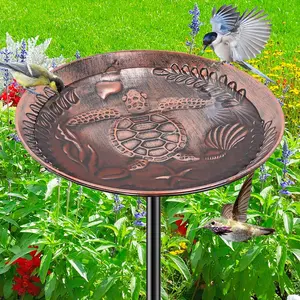 40 Inch Metal Bird Bath for Outside, Detachable Birdbath & Birdfeeder with Base Stake,  Bird Baths for Outdoors Garden Yard Lawn Decor ( Copper)