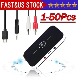 New Bluetooth 5.0 Transmitter Receiver 2 IN 1 Wireless Audio 3.5mm Jack Aux Adapter for Home & On-The-Go Use FastUS Stock