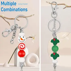 12PCS Silvery Beaded Keychain Strips DIY Craft Materials - Blank Metal Keychains with Decorative Loops for Gifts and Accessories, Includes Beads for Keychain Making, Decorative Beaded Keychain Making Supplies