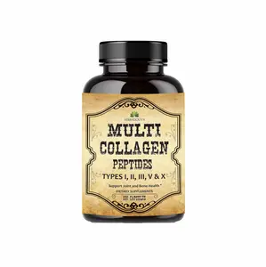 Multi Collagen Peptides Type I, II, III, V, X Collagen with Vitamin C, Supports Hair, Skin, Nails & Joints 120 Capsules for Beauty & Wellness Healthcare Fitness