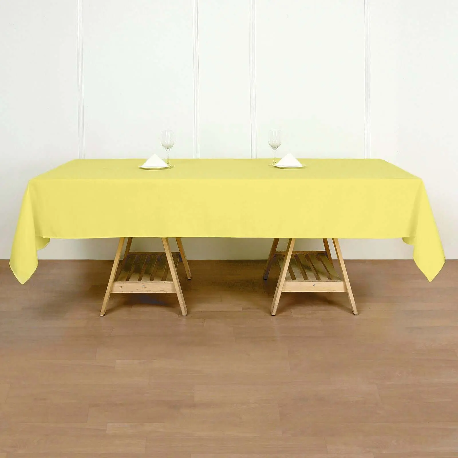 Polyester Rectangle Tablecloth, 60"x102" Yellow - Wrinkle-Resistant, Machine Washable for Birthday, Wedding, Thanksgiving, Casual Outdoor Table Use