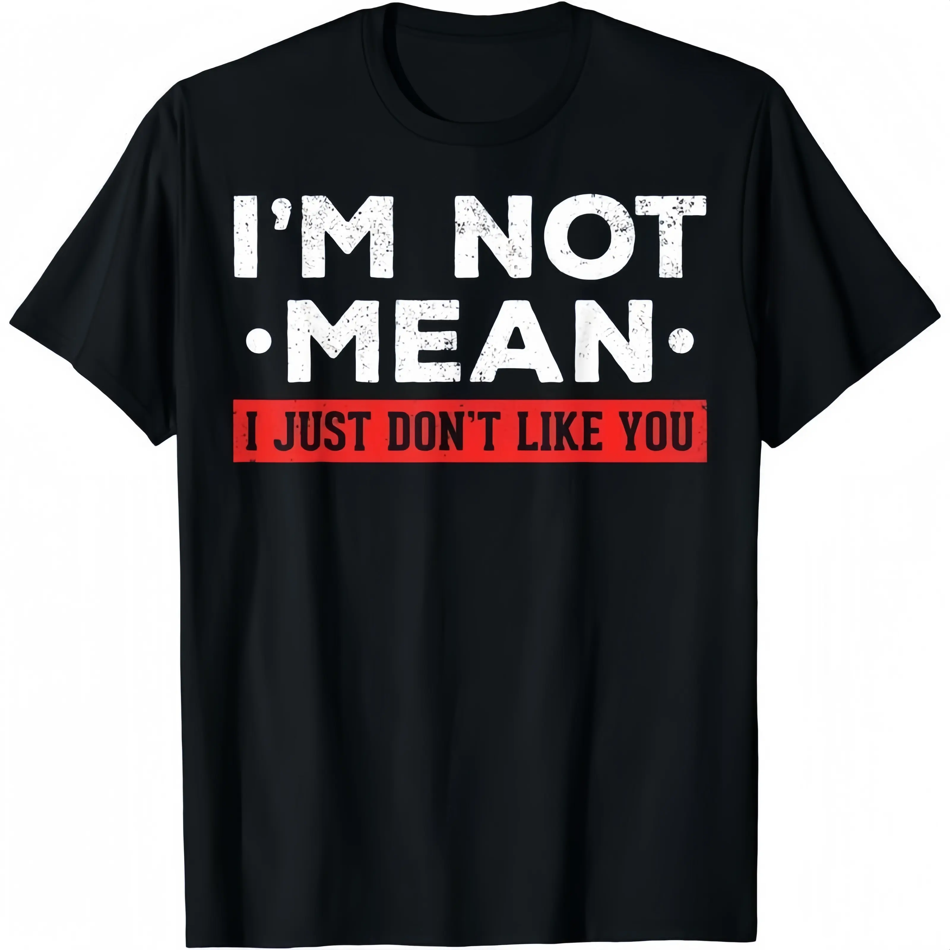 Men's Cotton Short-Sleeve Round Neck T-Shirt - Streetwear Casual Chic Unisex Top with "I'm Not Mean, I Don't Like You Mean People" Print, TikTok Shop Spring Glow Up Item