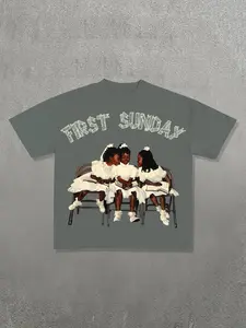 Men's Regular Fit Girl & Letter Print Round Neck Tee, Casual Short Sleeve Crew Neck T-shirt for Summer, Men's Top for Daily Wear, Casual Style Tee