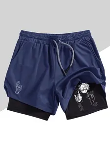 Men's Belief Conquers Fear Printed Gym Shorts, Workout Impact Shorts, Casual Sports Shorts, Stretch Knitted Fabric, Perfect for Running Training Yoga Outdoor Activities, Sporty Casual Style