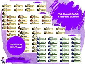 Study Girl Doodle NHL Hockey Schedule Planner Stickers, professional hockey games calendar labels, season and playoff schedule hockey game stickers