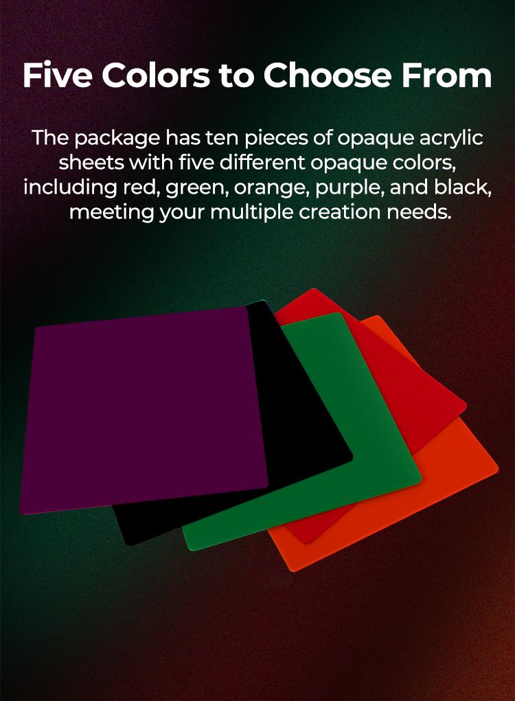 Creality 8x8x1/8'' Laser Module Opaque Glossy Colorful Acrylic Sheets（10pcs）
