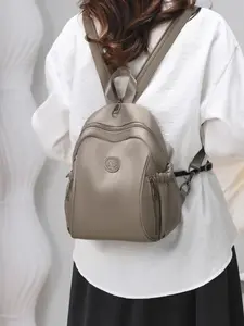 Women's backpack solid color clean color backpack zipper closure versatile fashion casual simple chest bag suitable for students, campus work commuting travel dinner women's backpack Trendy Backpack Lightweight Backpack Travel Backpacks