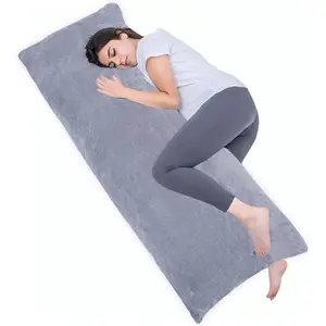 Full  Pillow for Adults, Long Sleeping, Big Pillows Bed, Firm Large with  Cover, 20x54 Inches (Dark Grey)