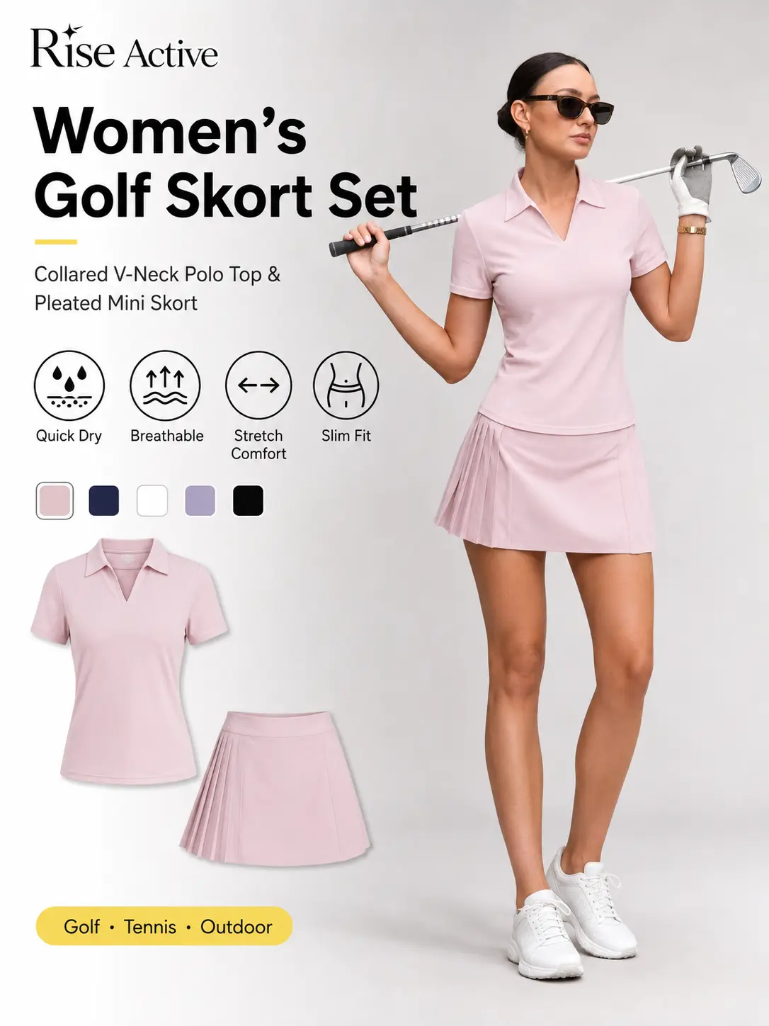 Women's Solid Color Sports Polo Shirt, Athletic Breathable, Breathable Comfortable Short Sleeve Collared Top for Golf Baseball Tennis, Ladies Summer Sportswear