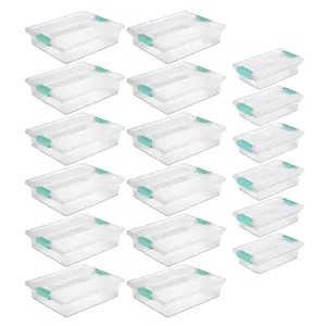 Sterilite Large Clip Storage Box, 12 Pack, and Small Clip Storage Box, 6 Pack