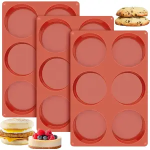 4 Inch Silicone Egg Molds For Baking/Jumbo Muffin Top Pans, 3 Pack Non-Stick Large Round Molds For Hamburger Bun,English Muffin,Tarts,Pies,Corn Bread,Egg Sandwich Breakfast