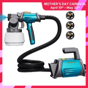Tilswall Shark 800 HVLP Paint Sprayer Upgrade  painting projects !  Detachable Paint Sprayer 800W power, 1300ml large container, 4 brass nozzles and 3 spray patterns for home, furniture, cabinets, fence and wall painting.  gift for Mother’s Day.