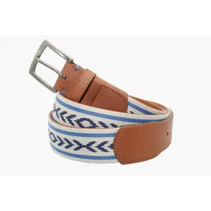 Watch Hill  Woven Belt - Stone/Navy/Admiral Blue