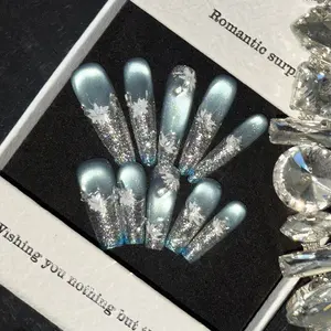 100% Handmade Glitter Press-On Nails – Ultra Shine Sparkle Nail Set (Reusable & Eye-Catching)