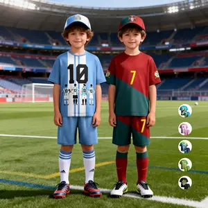 Teen Boys' Cristiano Ronaldo Messi T-shirt & Shorts Set, Fashion 3D Printed Casual Pullover, 7 10 Number Summer Sportwear For Kid