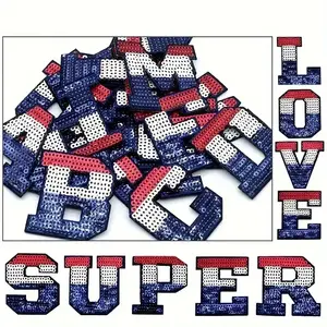 American Iron On Sequin Embroidered Fashion 26 Letters Patches Assorted Sew On US Flag Applique DIY Accessories Clothes Jeans Hat Socks Backpack Funny