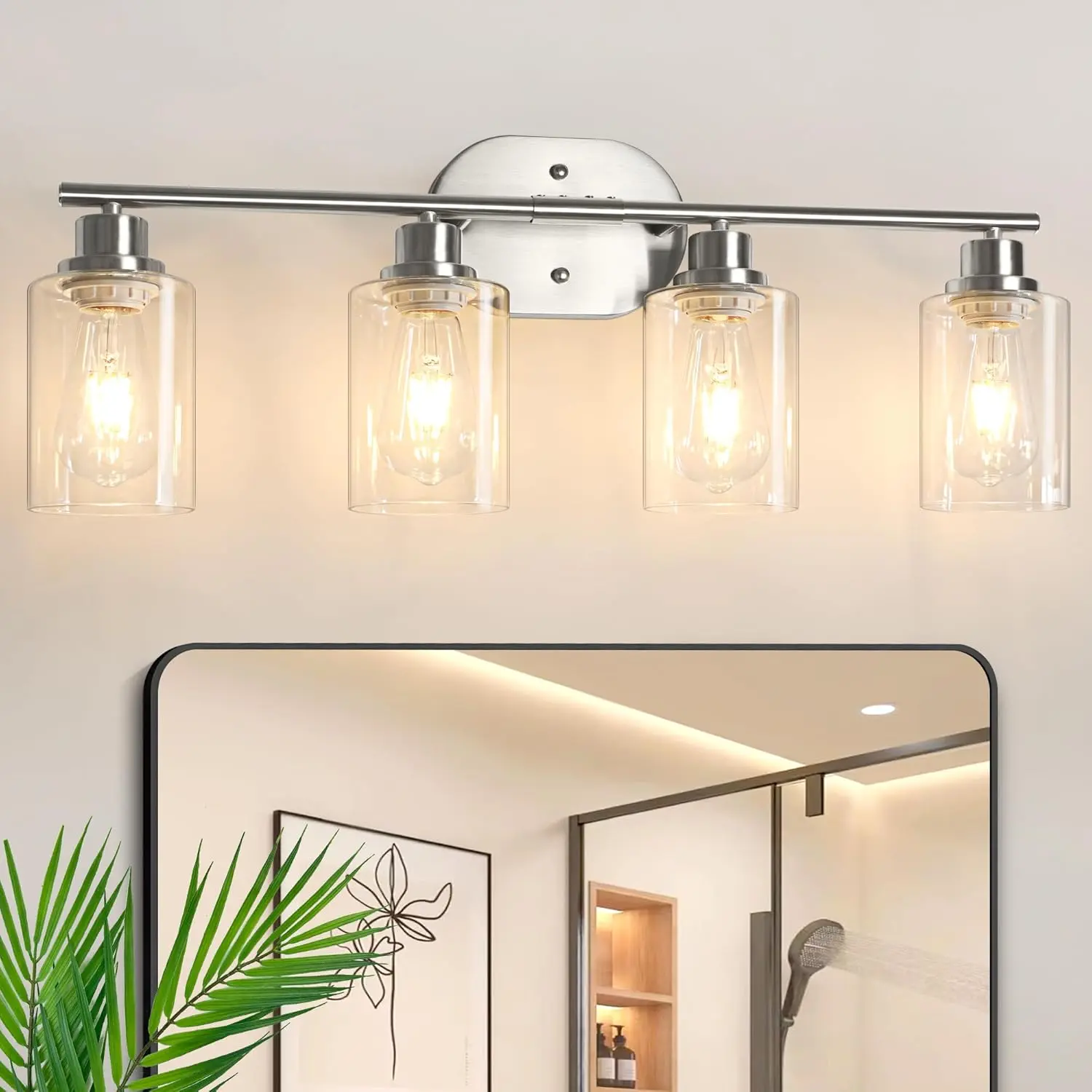 Vanity Lights, Black Wall Sconce Light with Clear Glass, Bathroom Light Fixtures, Wall Lights for Mirror, Living Room, Bedroom, Hallway, E26 Base