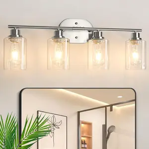 Vanity Lights, Black Wall Sconce Light with Clear Glass, Bathroom Light Fixtures, Wall Lights for Mirror, Living Room, Bedroom, Hallway, E26 Base