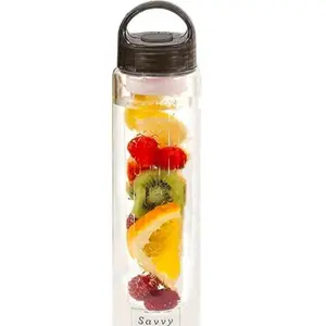 Fruitzola - The Fruit Infuser Water Bottle with Handle by Good Living i Translucent n Style Cup Drinkware Tumbler Portable Washable Reusable Lemon Watermelon