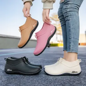 Women's High-Quality Shoes - Four Seasons Non-Slip Thick Sole, Non-Slip Cushioning Insole - Brown/Pink/Black - Lightweight Rubber Material, Suitable for Daily, Travel, Gardening - Easy to Clean Rain Boots, Comfortable Outdoor Shoes, Round Toe Design, Dura