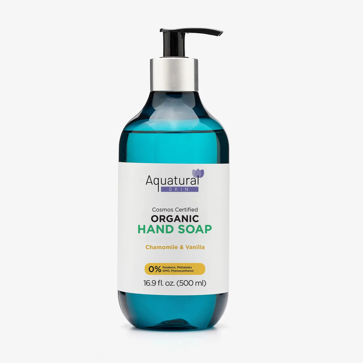 Chamomile & Vanilla Liquid Hand Soap, Natural Scent Moisturizing Vegan Kitchen & Bathroom Soap for Hand Wash for Sensitive Skin, Nourishing Formula, Refillable Bottle 16.9 Fl Oz