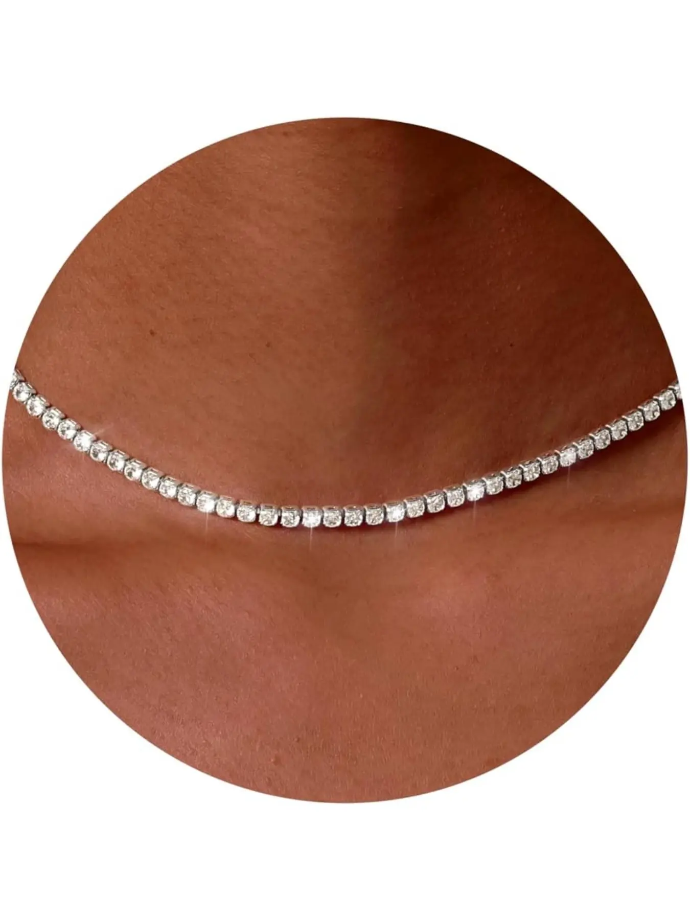 Tennis Necklace for Women Gold/Silver Necklace Cubic Zirconia Cut Faux Diamond Chain Necklace Choker 36/41cm with 5cm Extender Adjustable Choker, Cubic Zirconia Necklaces, Chain Jewelry